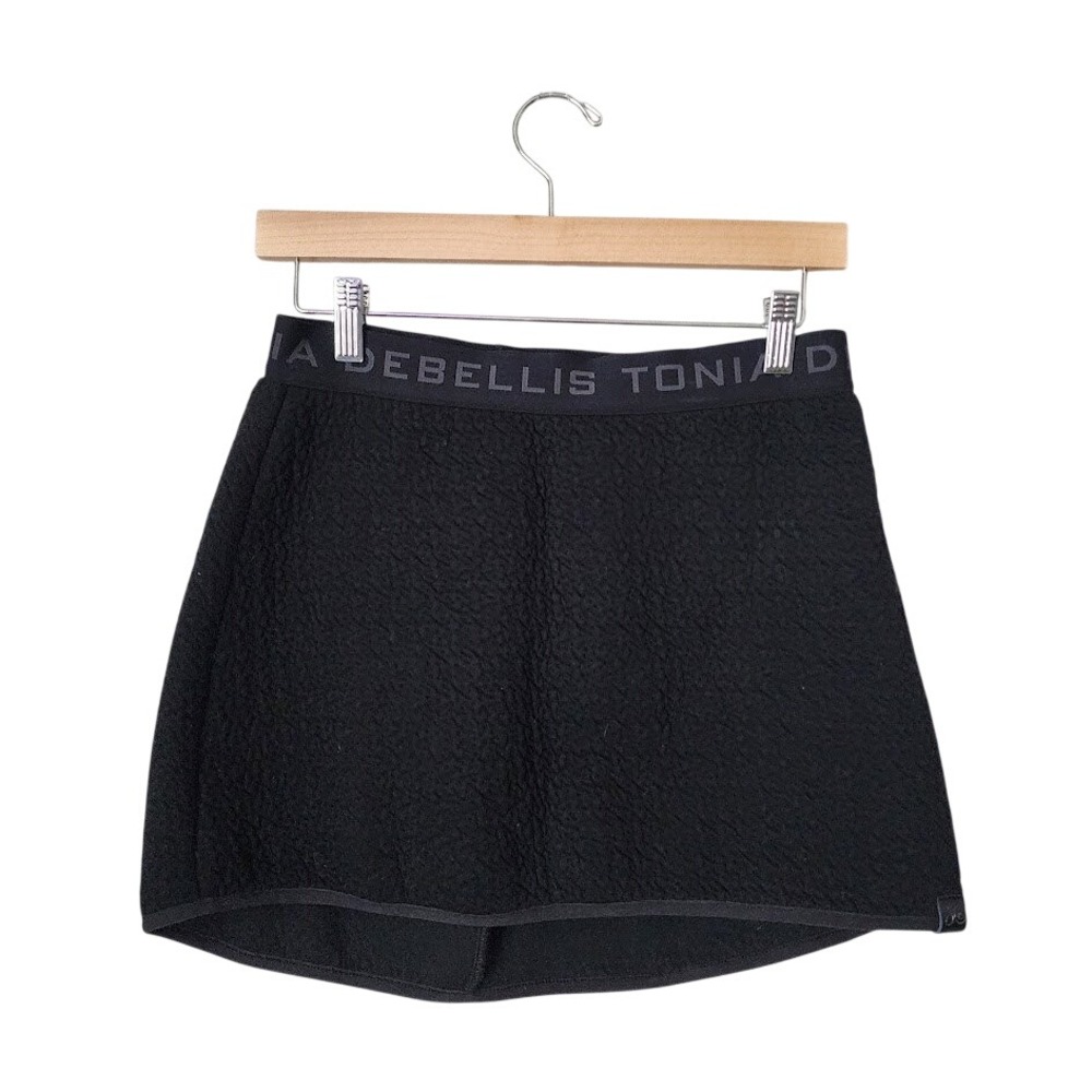 TONIA DEBELLIS Black Ski Skirt Uniquilt Fleece A-Line Mini Elastic Athleisure S